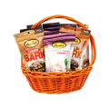 Medium orange gift basket with peppermint bark and assorted chocolate treats