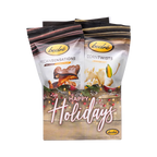 Bedré Fine Chocolate Happy Holidays Garland Gift Box, small, with Pecan Sensations and Corn Twists pouches