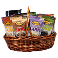 Medium Bedré Ultimate Gift Basket with an assortment of chocolate bark, corn twists, and pecan sensations