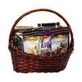 Small Bedré Ultimate Gift Basket with chocolate-covered espresso beans, corn twists, and pecan sensations