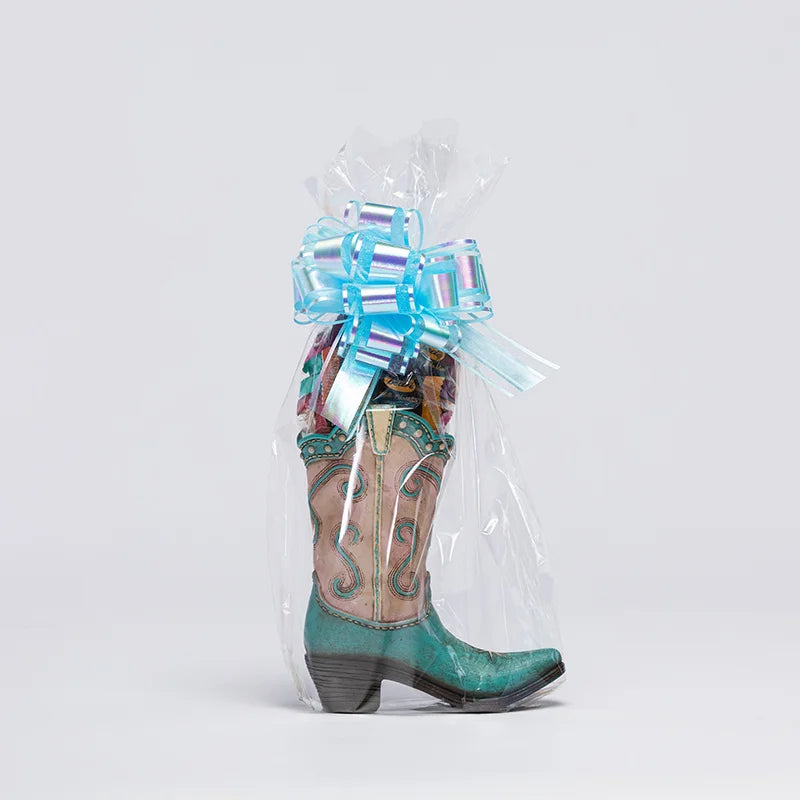 Cowboy Boot - Coral Blue & Pink