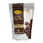 Bedré Fine Chocolate Melting Chocolate Milk Chocolate Wafers, front of resealable 1lb package