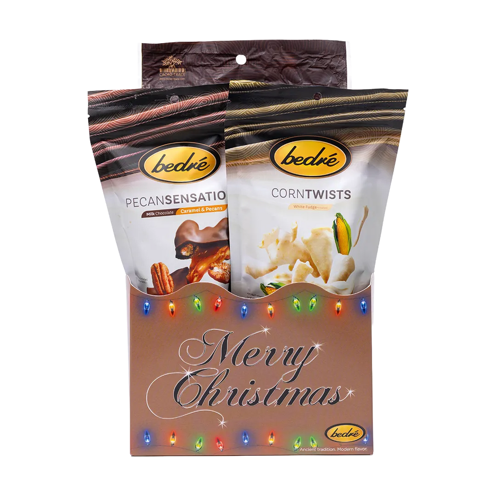 Merry Christmas Lights Small Gift Box In Black And Copper Colors