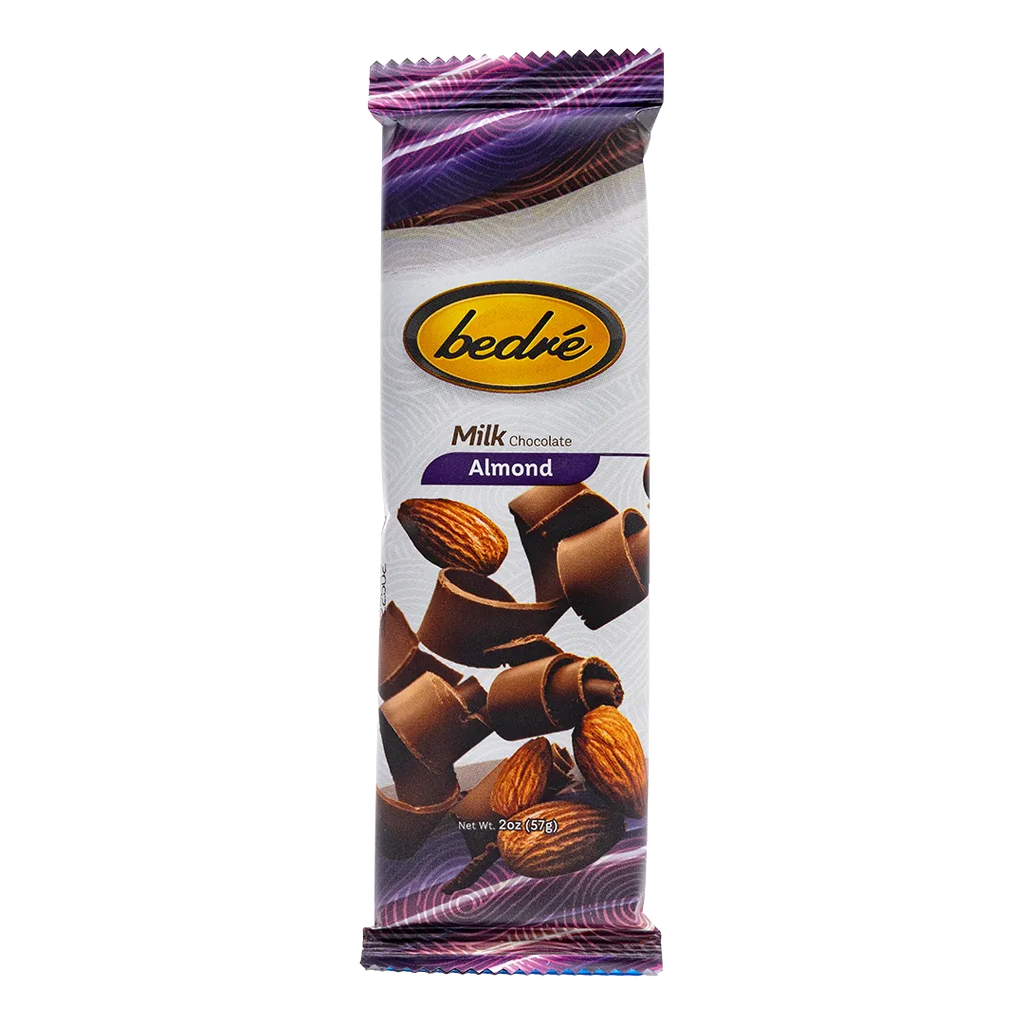 Bedré Fine Chocolate Milk Chocolate Almond Bar in wrapped 2oz package