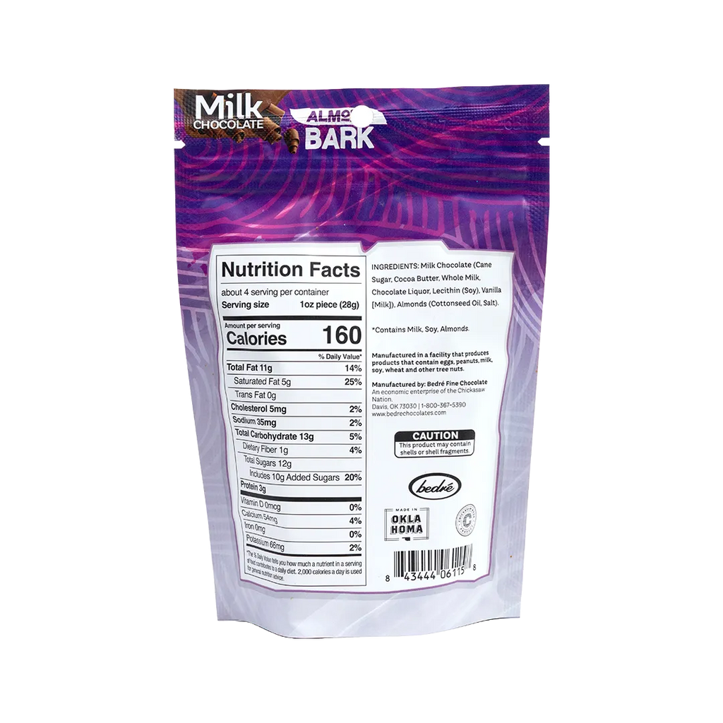 Bedré Fine Chocolate Milk Chocolate Almond Bark, nutrition facts and ingredients