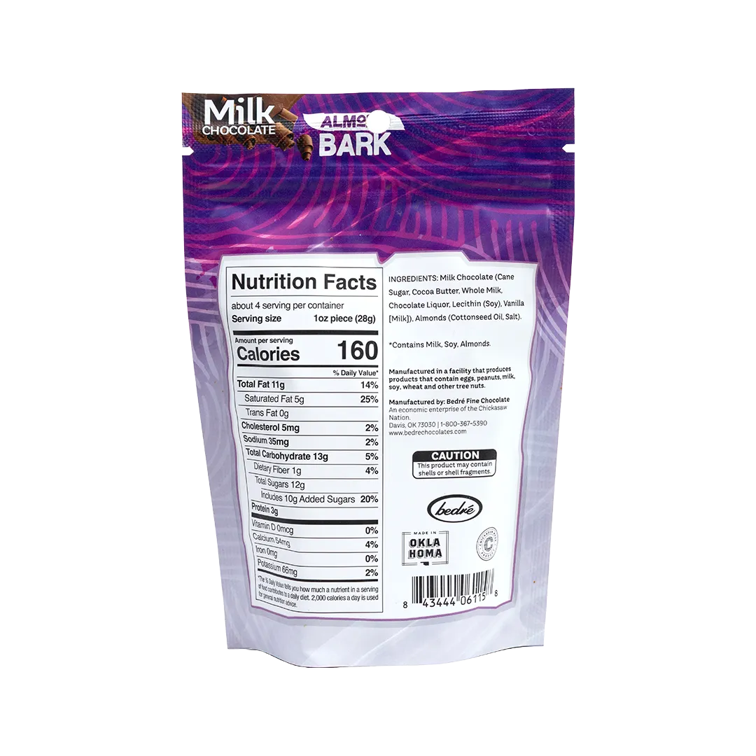 Bedré Fine Chocolate Milk Chocolate Almond Bark, nutrition facts and ingredients