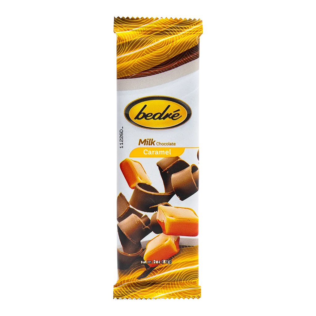 Bedré Fine Chocolate Milk Chocolate Caramel Bar in wrapped 2oz package