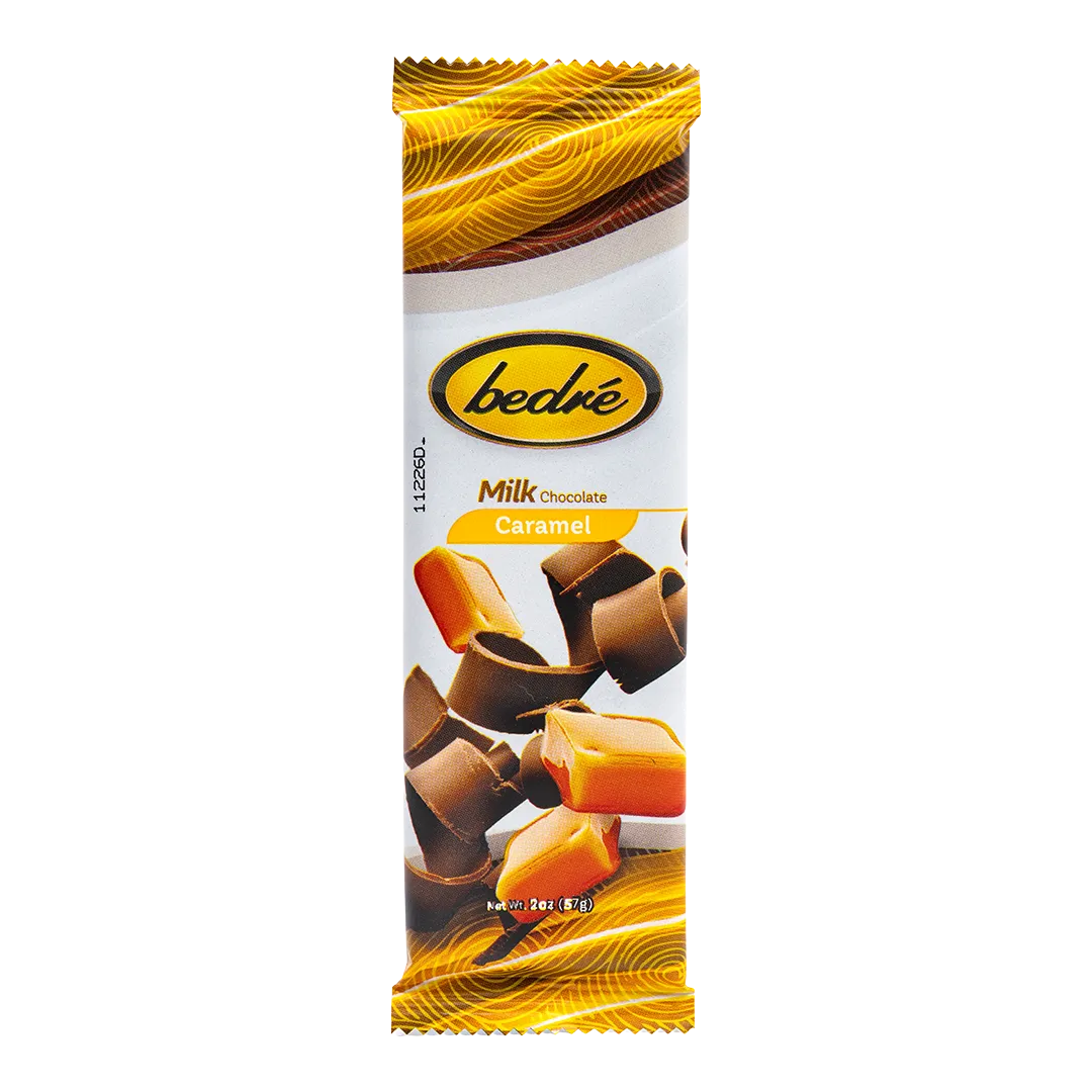 Bedré Fine Chocolate Milk Chocolate Caramel Bar in wrapped 2oz package