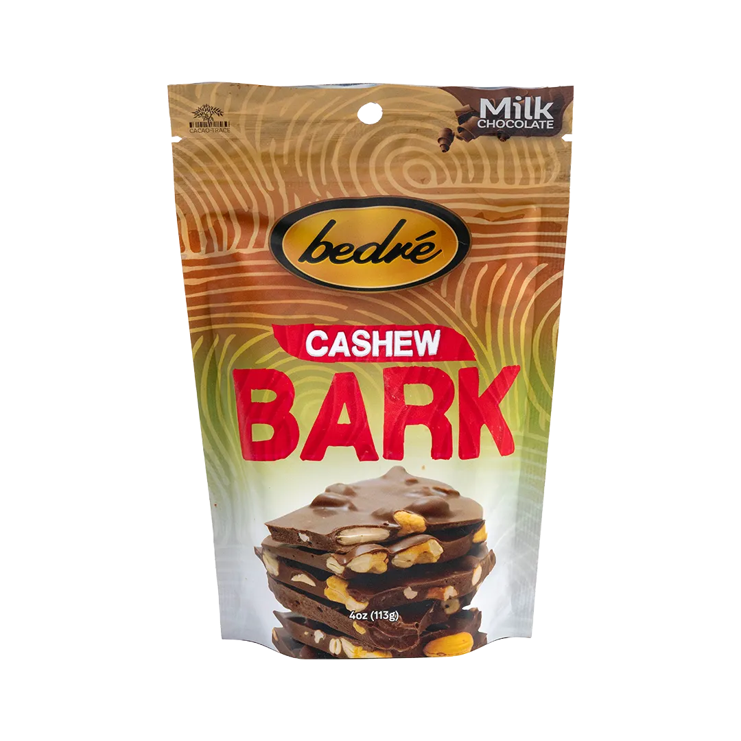 Bedré Fine Chocolate Milk Chocolate Cashew Bark, front of package