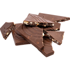 Bedré Fine Chocolate Milk Chocolate Cashew Bark pieces with visible cashews, out of packaging