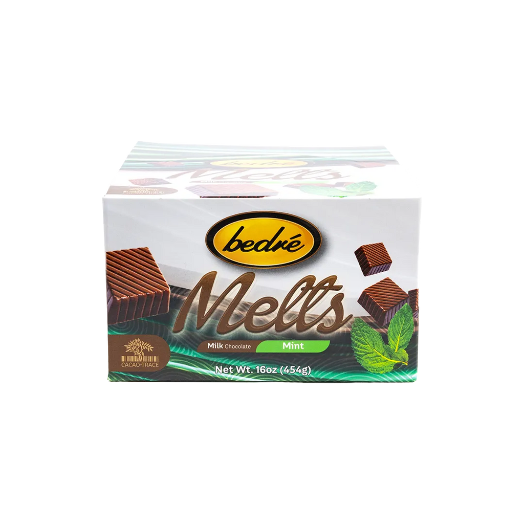 Bedré Milk Chocolate Mint Melts 16oz retail display box