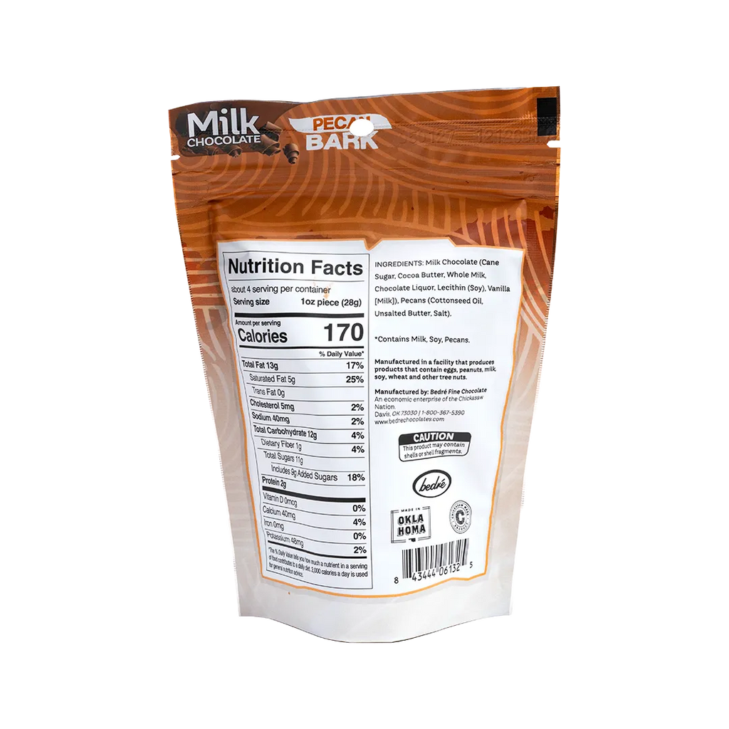 Bedré Fine Chocolate Milk Chocolate Pecan Bark, nutrition facts and ingredients
