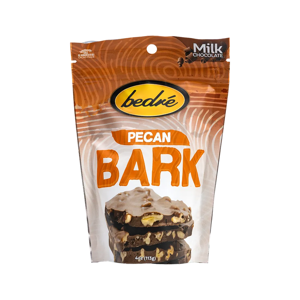 Bedré Fine Chocolate Milk Chocolate Pecan Bark, front of package