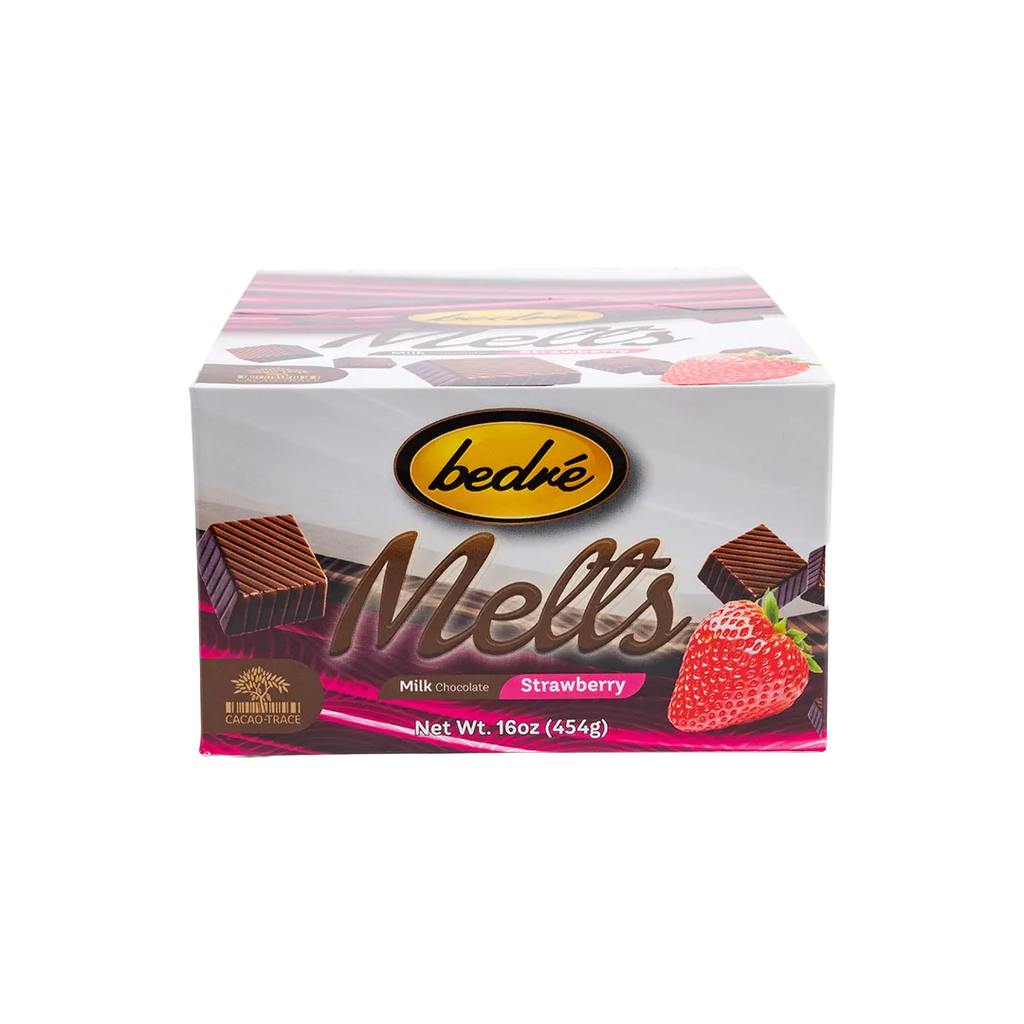 Bedré Milk Chocolate Strawberry Melts 16oz retail display box