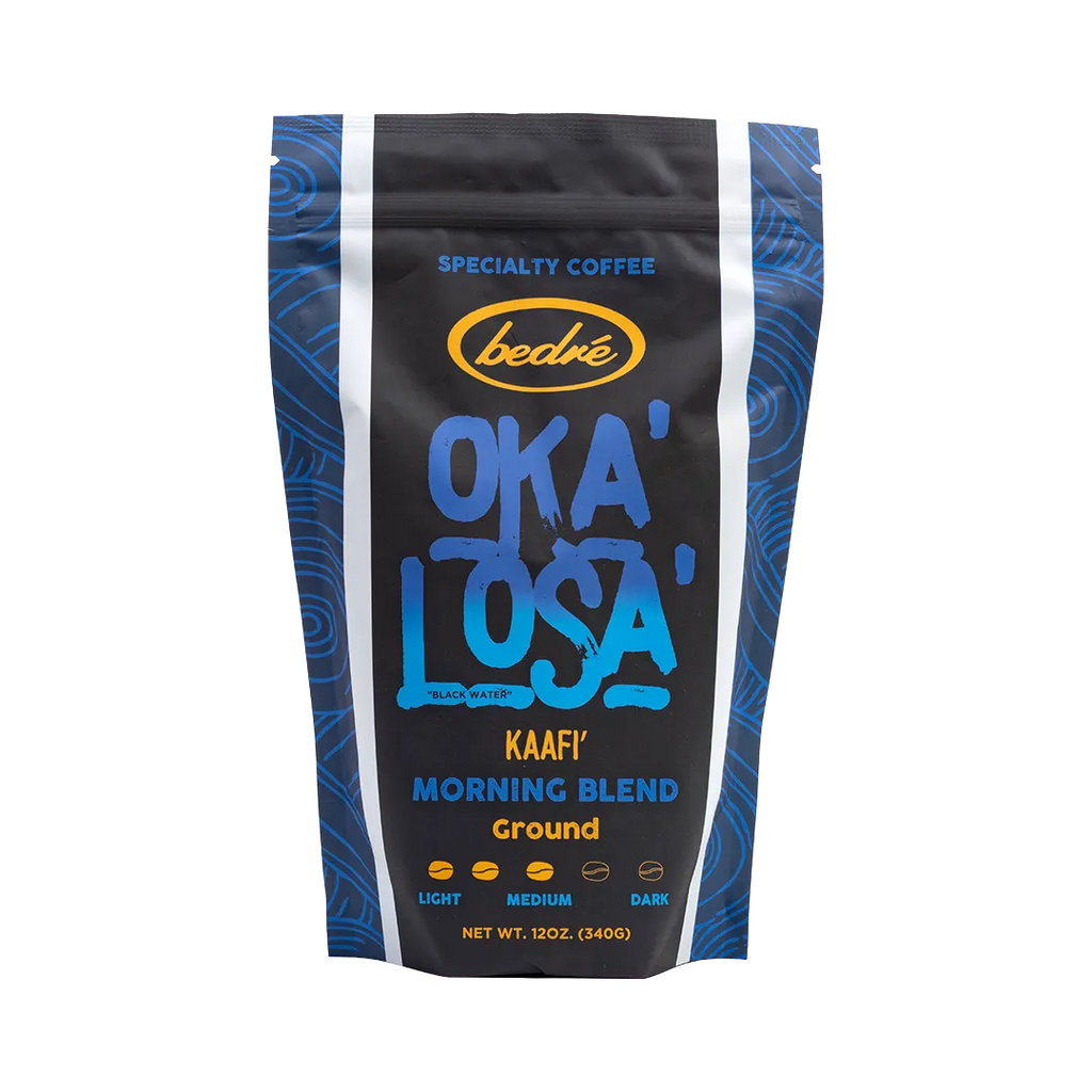 Bedré Fine Chocolate Oka'Losa Morning Blend ground coffee bag