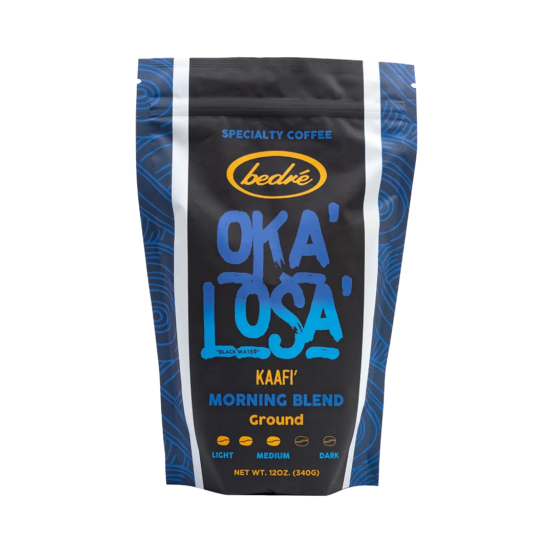 Bedré Fine Chocolate Oka'Losa Morning Blend ground coffee bag