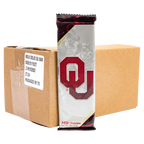 Bedré Fine Chocolate OU Bar 24-count bulk case with University of Oklahoma branded bar in front