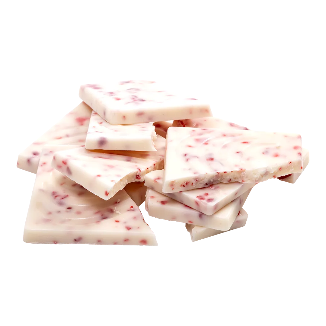 Bedré Fine Chocolate Peppermint Bark, white fudge pieces with peppermint bits