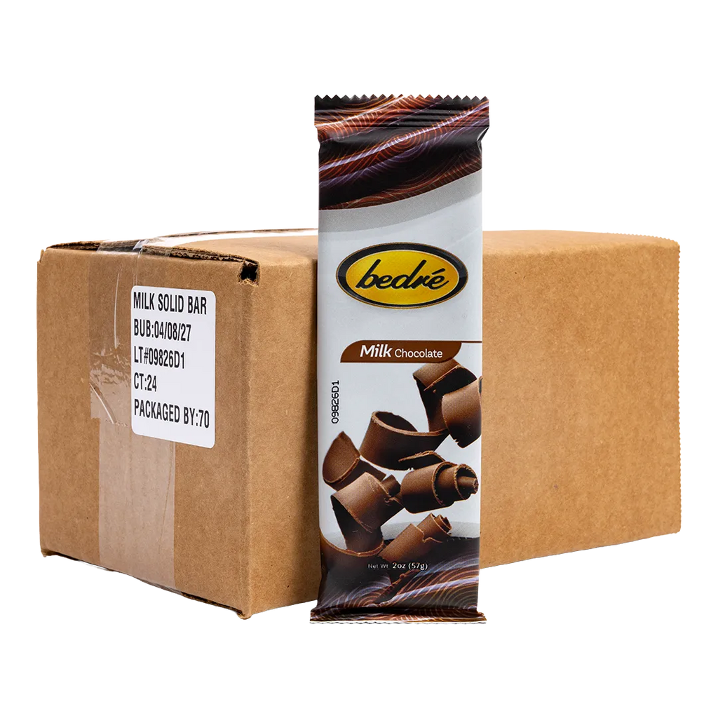 Bedré Fine Chocolate Solid Milk Chocolate Bar with 24-count bulk case
