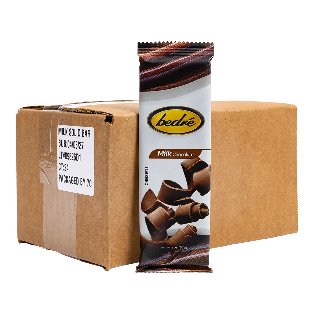 Bedré Fine Chocolate Solid Milk Chocolate Bar with 24-count bulk case