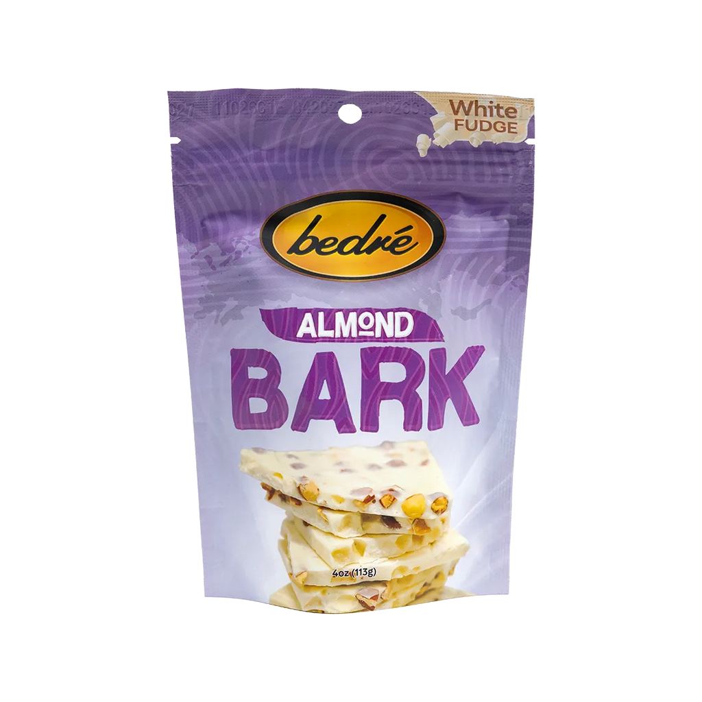 Bedré Fine Chocolate White Fudge Almond Bark, front of package