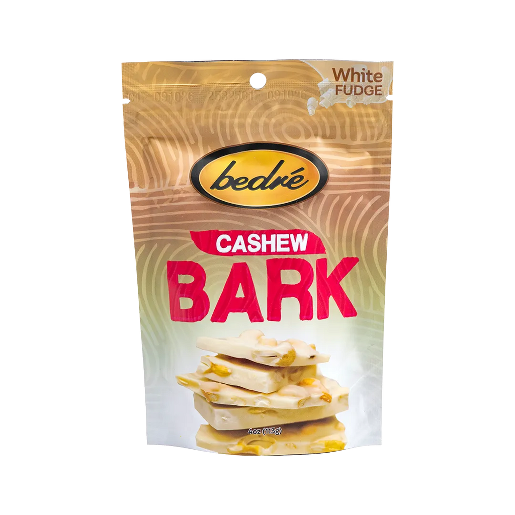 Bedré Fine Chocolate White Fudge Cashew Bark, front of package