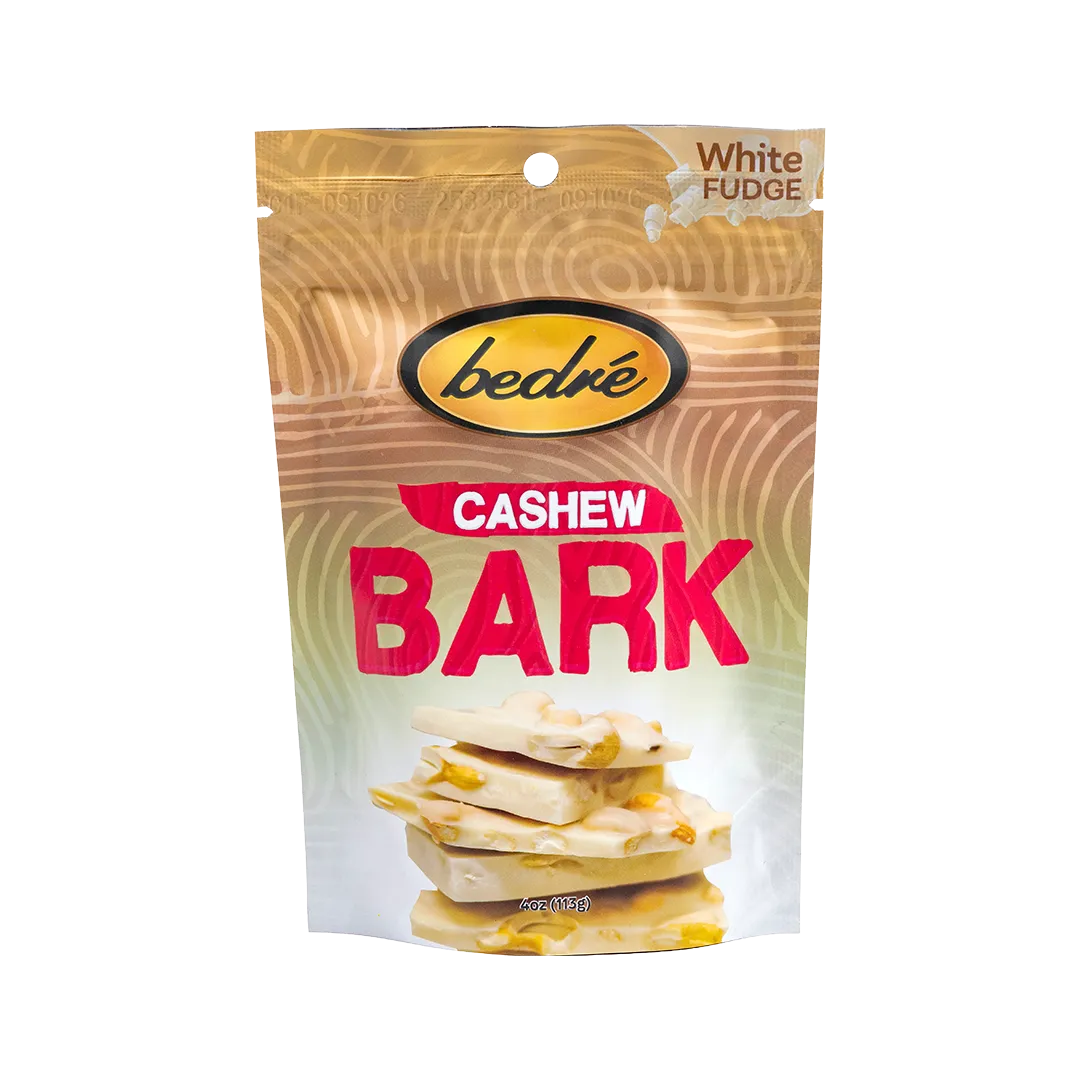 Bedré Fine Chocolate White Fudge Cashew Bark, front of package