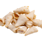 Pile of Bedré Fine Chocolate white fudge-coated corn twists out of the package